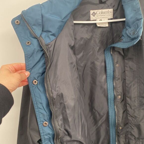 Vintage Columbia 3 in 1 Winter Jacket fleece Coat Black Teal Women's Large - Picture 5 of 12